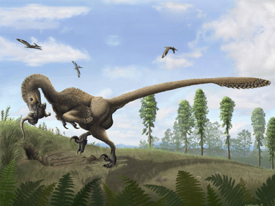 Saurornitholestes auf der Jagd / © Emily Willoughby. Verwendet mit freundlicher Genehmigung der Autorin.