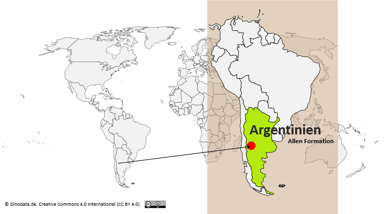 Lage der Allen Formation / Dinodata.de. Creative Commons 4.0 International (CC BY 4.0)