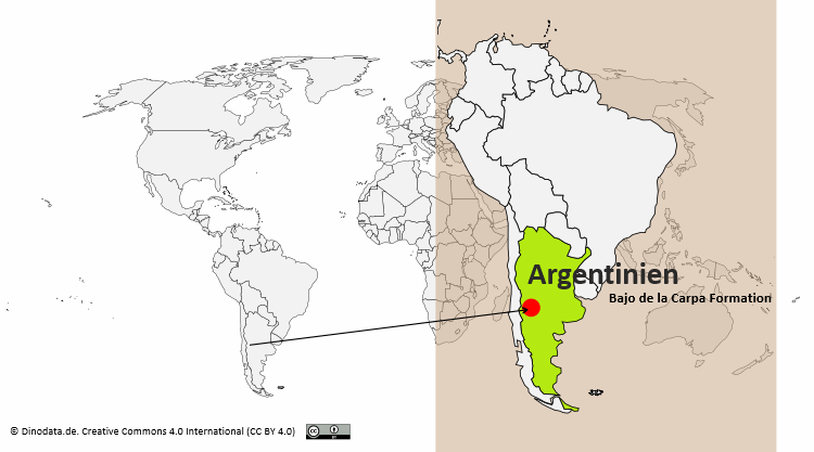 Lage der Bajo de la Carpa Formation / Dinodata.de. Creative Commons 4.0 International (CC BY 4.0)
