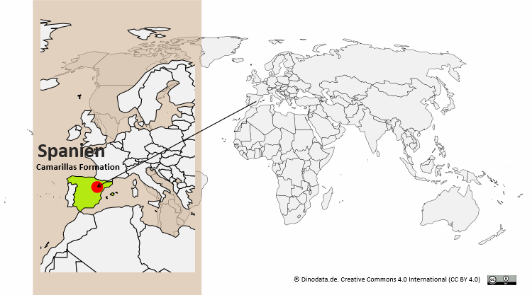 Lage der Camarillas Formation (Spanien) / Dinodata.de. Creative Commons 4.0 International (CC BY 4.0)