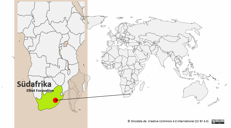 Lage der Elliot Formation / Dinodata.de. Creative Commons 4.0 International (CC BY 4.0)