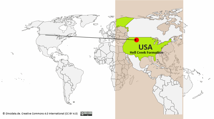 Lage der Hell Creek Formation / Dinodata.de. Creative Commons 4.0 International (CC BY 4.0)