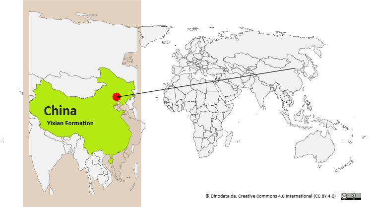 Lage der Yixian Formation / Dinodata.de. Creative Commons 4.0 International (CC BY 4.0)
