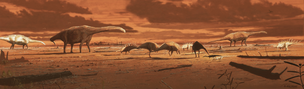 Dinosaurier und Landschaft des Jura / © Jon Hoad